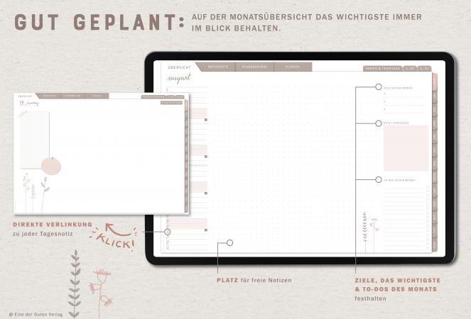Detailansicht Wochenplanung, digitaler Lehrerkalender 2023 2024 mit extra Notizseiten für jeden Tag und jede Woche