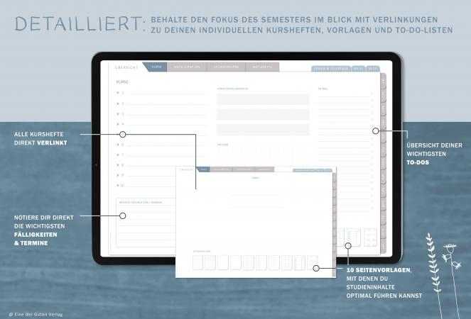 Kurshefte in der Übersicht mit Verlinkung zu den für Seminare, Vorlesungen, Praktika, Jahresübersicht Studienplaner für das akademische Jahr 2022 2023, Terminkalender zum Download