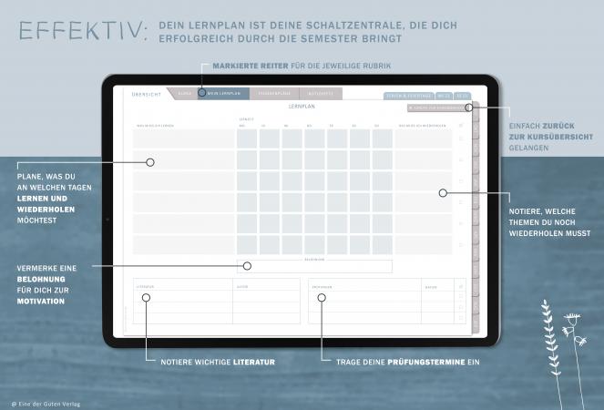Download Terminkalender für Studentinnen & Studenten, Studienjahr 2022 2023, mit Stundenpläne, Lernplan für 10 Kurse und weitere Planungshelfer