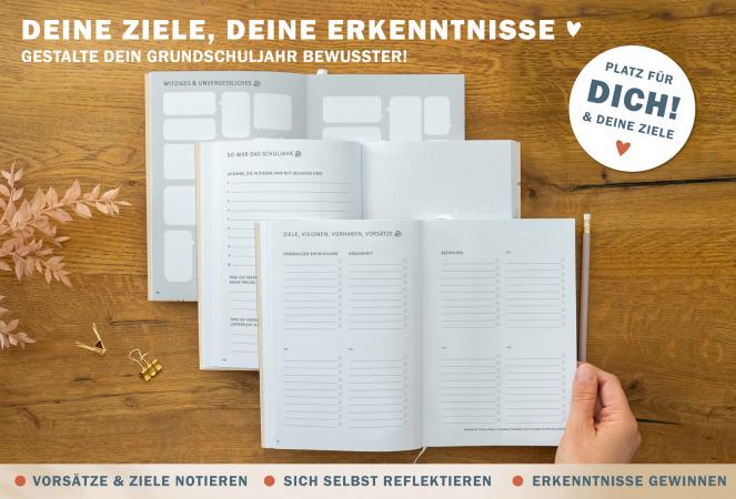 Lehrerkalender 2025 2026 für die Grundschule, beige blau rot, mit Beobachtungsbögen, Stundenplan, Klassenlisten, Kontaktlisten, Vertretungsstunden, u.v.m.
