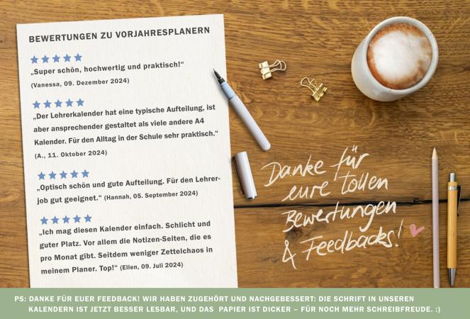 Lehrerkalender 2025 2026 für die Grundschule, grau-beige, mit Stundenplan, Klassenlisten, Kontaktlisten, Klassenarbeiten Planung, Vertretungsstunden, u.v.m.