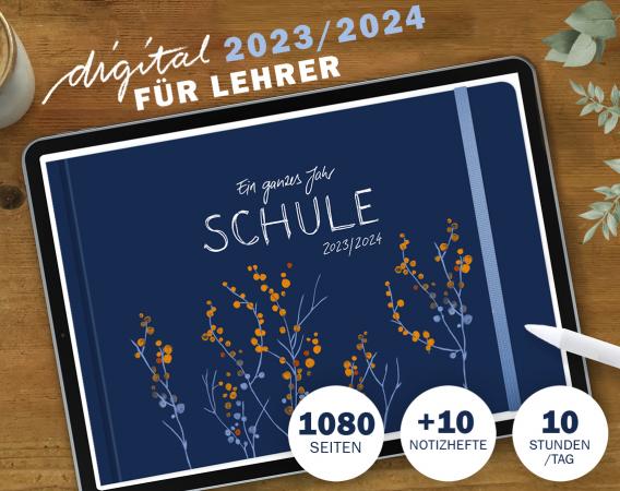 Lehrerkalender digital 2023 2024, Planungshelfer fürs Tablet zur Unterrichtsvorbereitung und Schuljahr Planung