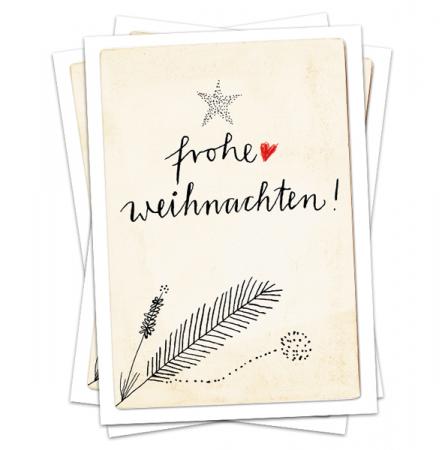 Weihnachtskarten - Frohe Weihnachten | hochwertige und originelle Postkarten | Weihnachtsgrußkarte für deine Weihnachtspost | Creme Weiß