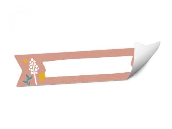 Wimpel Aufkleber zum Beschriften | für Marmelade, Hochzeit Gastgeschenke | 24 blanko Freitext Sticker | Blumen Design, Rosa Weiß Bunt