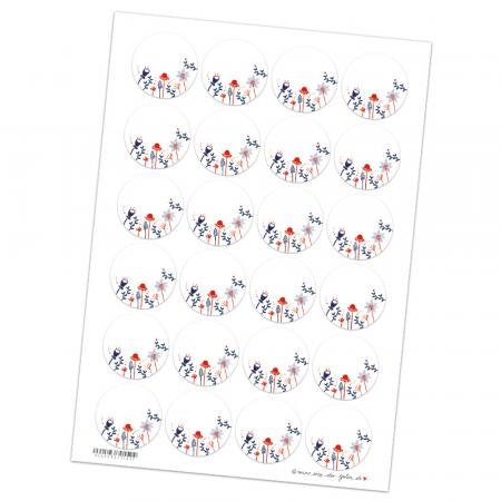 Freitext Etiketten zum selbst beschriften, farbenfrohes Blumen Design