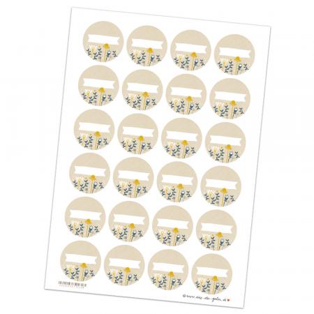 Freitext Etiketten zum selbst beschriften, Vintage Blumen Design