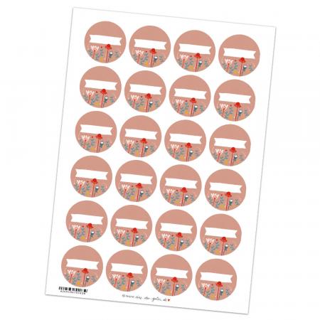 Freitext Etiketten zum selbst beschriften, Vintage Blumen Design, Rosa