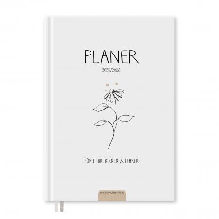 Lehrerkalender 2025 2026 weiß schwarz beige mit Planungshelfer für Unterrichtsvorbereitung und Schuljahr Planung