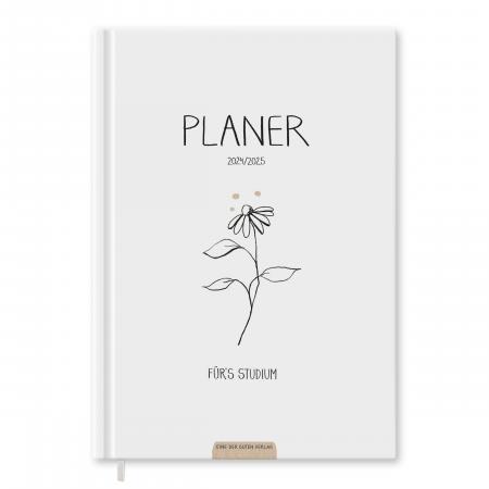 Studienkalender 2024 2025 weiß mit Blumen inkl. Planungshelfer für die Studienplanung