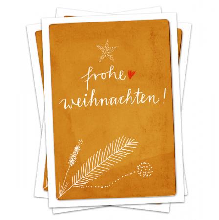 Weihnachtskarten - Frohe Weihnachten | hochwertige und originelle Postkarten | Weihnachtsgrußkarte für deine Weihnachtspost | Kupfer-Orange