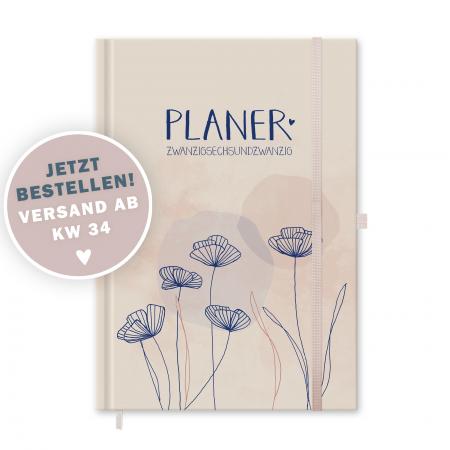 Kalender 2026 Creme Rosa mit Hilfestellungen für mehr Achtsamkeit