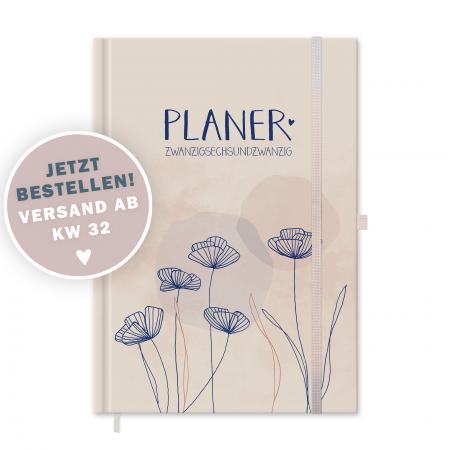 Kalender 2026 Creme Rosa mit Hilfestellungen für mehr Achtsamkeit