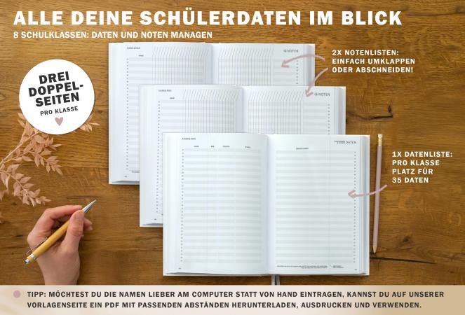 Terminkalender 2025 2026 mit Leseband für Lehrerinnen & Lehrer für die Unterrichtsplanung