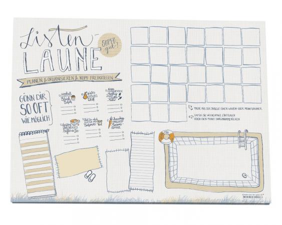 A3 Schreibtischunterlage als Abreißblock aus Papier im schönen Design Sommer Look in Beige Blau Orange