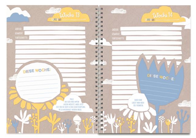 Baby Tagebuch für Mädchen und Jungen im Retro Design