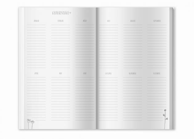 Adressbuch im Blumen Design mit Registern zum Selbstausschneiden
