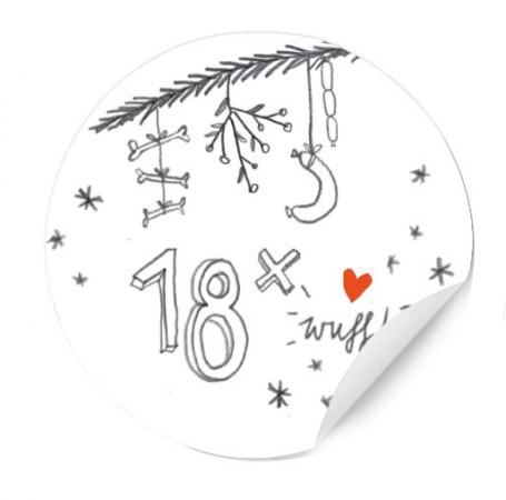 Hunde Adventkalenderzahlen Countdown, Schwarz Weiß Handlettering Design