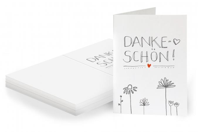 25 Geschenkanhänger Dankeschön | Weiß mit Blumen | originelle mini Dankeskarten zum Geschenke Beschriften | A7 Handlettering Recyclingpapier Klappkarten