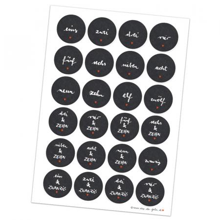 Adventskalender zum befüllen, Schultafel Adventskalenderzahlen im Set mit 24 Adventstüten