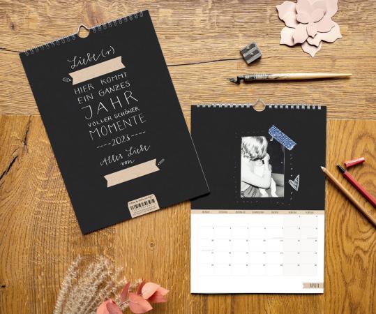 Bastelkalender 2023 schlicht in schwarz weiß beige inkl. Feiertage