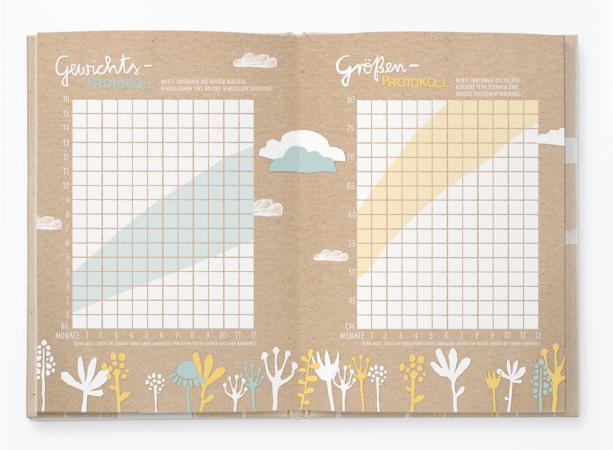 Baby Tagebuch für Mädchen und Jungen im Retro Design