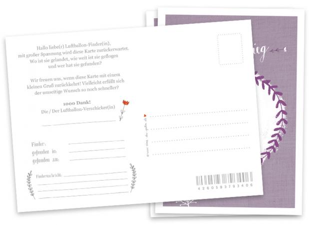Ballonkarten für Hochzeit, Taufe, Party, Partyspiel für Gäste, retro Design, Lila Weiß