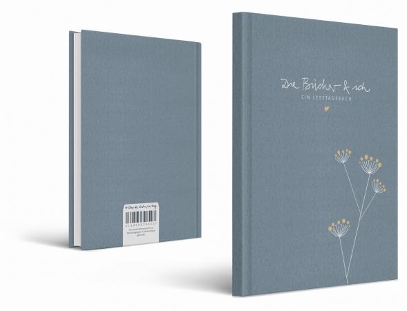 A5 Lesetagebuch - Die Bücher und ich, Book Journal Notizbuch mit Leseliste, Leihliste, Blau Weiß Beige