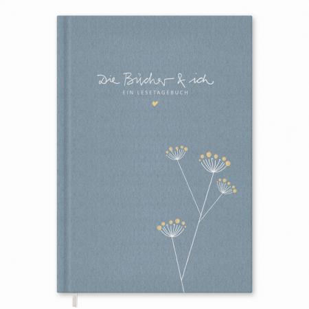 Eintragbuch Tagebuch für Bücher Rezensionen, blau weiß beige