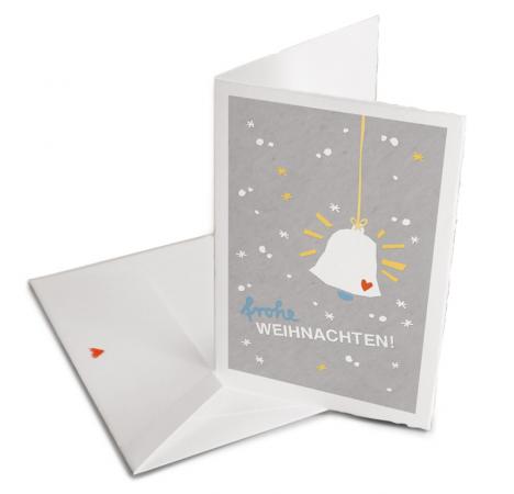 Hochwertige Weihnachtsgrußkarte | originelle Frohe Weihnachten! Weihnachtskarte | Bütte mit Umschlag | Vintage Design, Grau Weiß | Edel & individuell