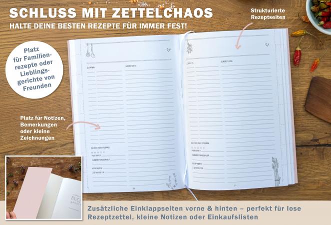 Blanko Kochbuch zum selbst ausfüllen im Vintage Design