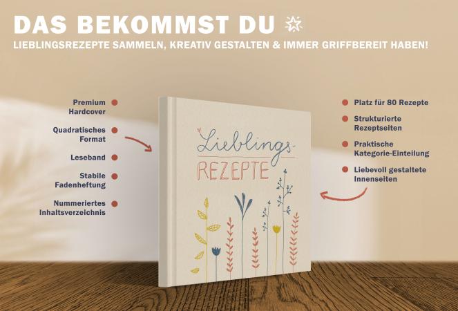 Rezeptebuch zum Rezepte sammeln und als Geschenkidee zum Auszug oder Schulabschluss