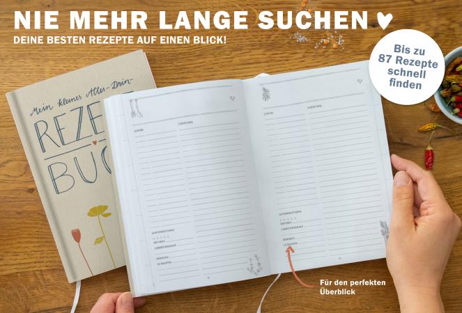 Rezeptebuch zum Rezepte sammeln und als Geschenkidee zum Auszug oder Schulabschluss