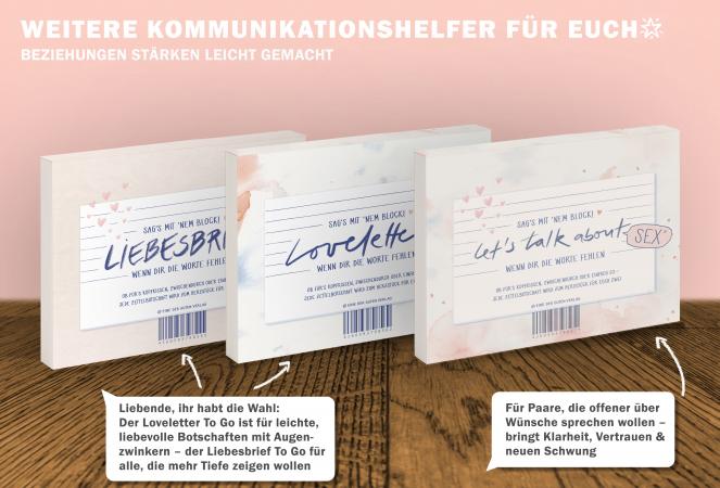 Liebesbrief to go, Abreißblock für verliebte Pärchen, Aufmerksamkeit & Liebesbeweis, Brief mit Herz zum Ankreuzen mit Platz für liebe Worte
