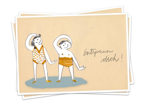 Recycling Karte mit Illustration gegen Stress im Retro Look
