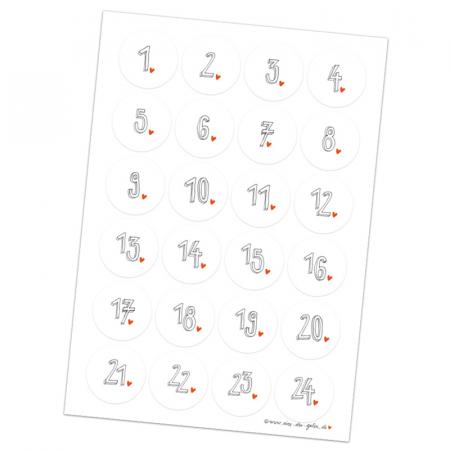 Adventskalenderzahlen selbstklebend zum Adventskalender Basteln für Kinder & Erwachsene, Handlettering Design