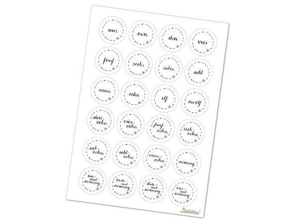 Adventskalenderzahlen Weiß selbstklebend zum Adventskalender Basteln für Erwachsene