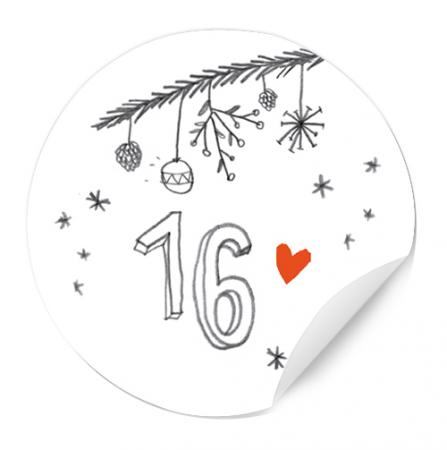 24 Adventskalenderzahlen für Kinder und Erwachsene, selbstklebende Sticker zum Adventskalender basteln, Weiß Grau, rund, 40 mm