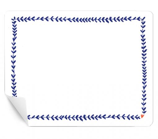 15 Freitext Aufkleber, rechteckig, Blau Weiß im Tusche Stil mit Blumenranke zum Selbstbeschriften für eure Hochzeit
