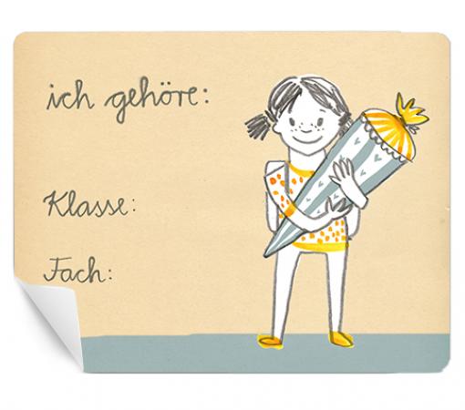 Rechteckige Namenssticker für die Schule zum Beschriften, Mädchen