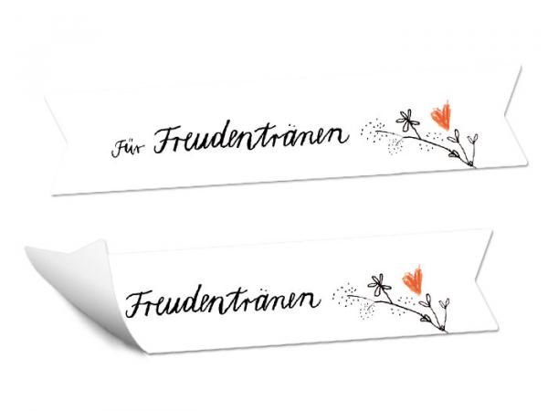 Weiße Wimpel Sticker für Tischkarten und Gastgeschenke im Handlettering Design