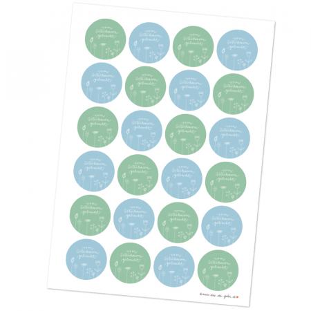 Lustige Osterhase Ostersticker für Kinder & Erwachsene, Blau Grün mit Blumen