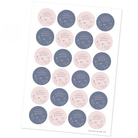 Lustige Osterhase Ostersticker für Kinder & Erwachsene, Blau Rosa mit Blumen