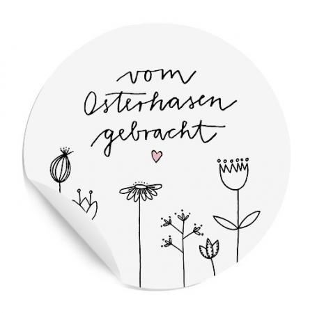Lustige Osterhase Ostersticker für Kinder & Erwachsene, Weiß Rosa mit Blumen