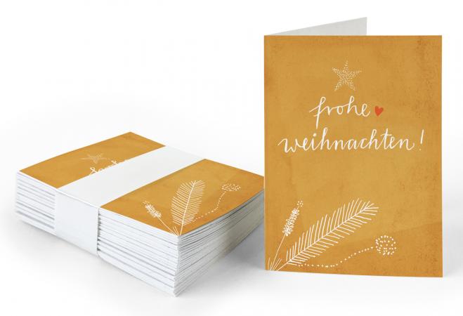 25 Geschenkanhänger frohe Weihnachten! KUPFER | originelle mini Weihnachtskarten zum Weihnachtsgeschenke Beschriften | A7 Recyclingpapier Klappkarten