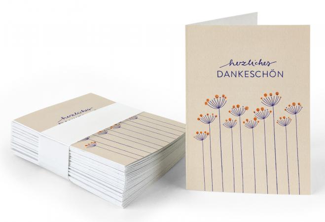 25 Geschenkanhänger Dankeschön | Creme mit Blumen | originelle mini Dankeskarten zum Geschenke Beschriften | A7 Handlettering Recyclingpapier Klappkarten