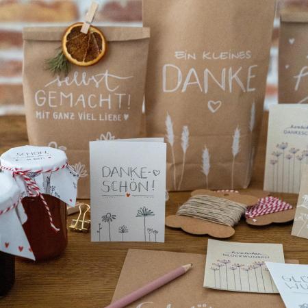 Geschenkanhänger Dankeschön, Anhänger Namensschild Tischkarte, Danksagung Geschenk beschriften, Weiß