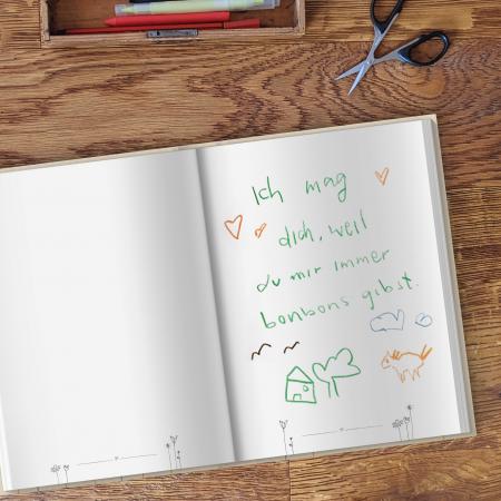 Gästebuch Beige, Hardcover Hochzeitsgästebuch mit blanko Seiten, Handlettering Blumen Design