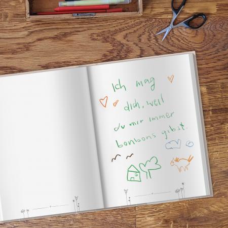 Gästebuch Altrosa, Hardcover Hochzeitsgästebuch mit blanko Seiten, Handlettering Blumen Design