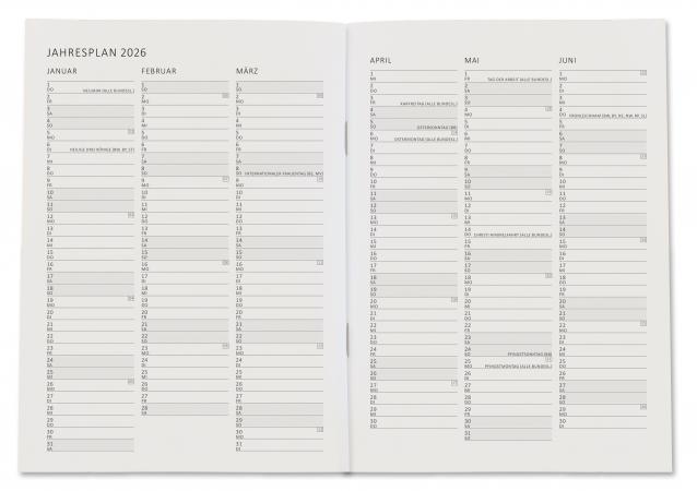 Jahresübersicht Schulferien Terminkalender 2026 als Hausaufgabenheft oder Schülerkalender verwendbar