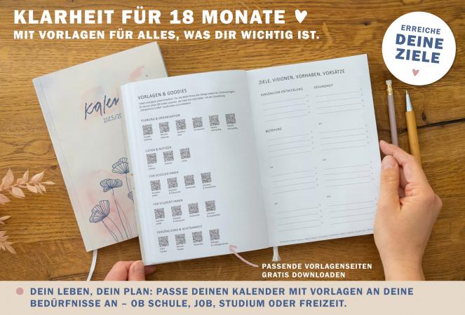 Ferienübersicht Terminkalender 2025 2026 als Hausaufgabenheft oder Studikalender für Uni & FH verwendbar